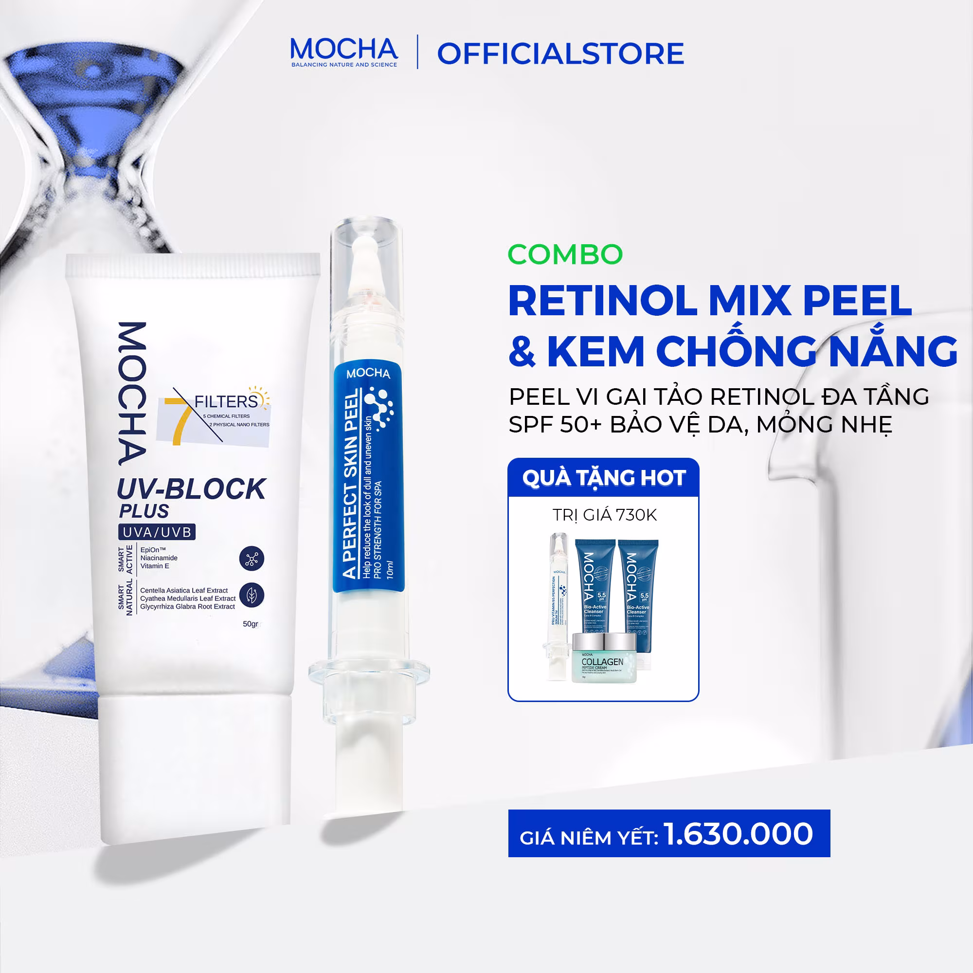 Combo Peel Nám Đa Tầng & Kem Chống Nắng Phục Hồi Mocha Smart, An Toàn Cho Mọi Loại Da