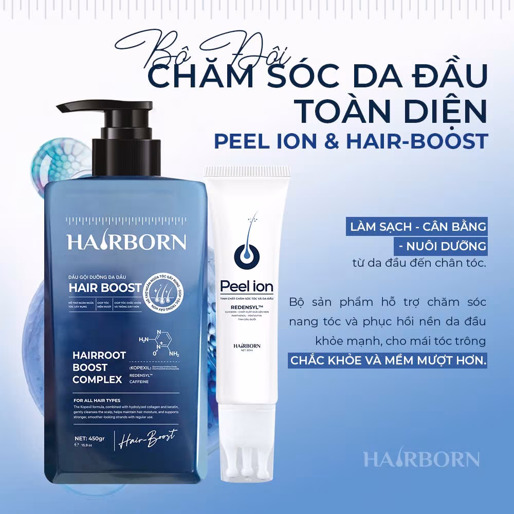 ComBo Lăn Mọc Tóc HairBorn và Dầu Gội Dưỡng Nang Hair Boost
